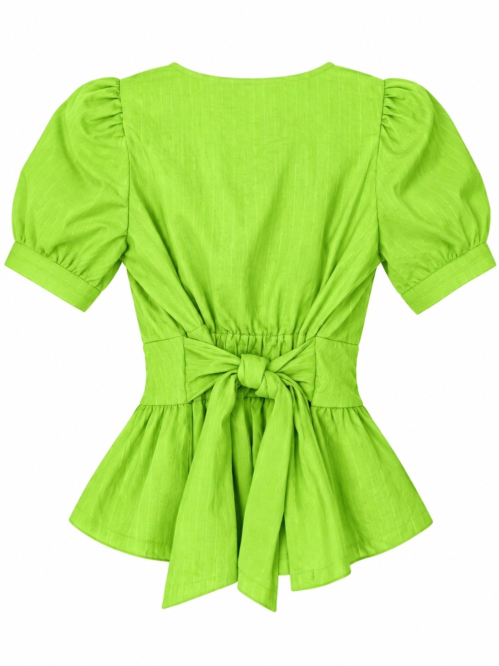 Moon River Lime Green Puff Sleeve Tie Back Peplum Top XS